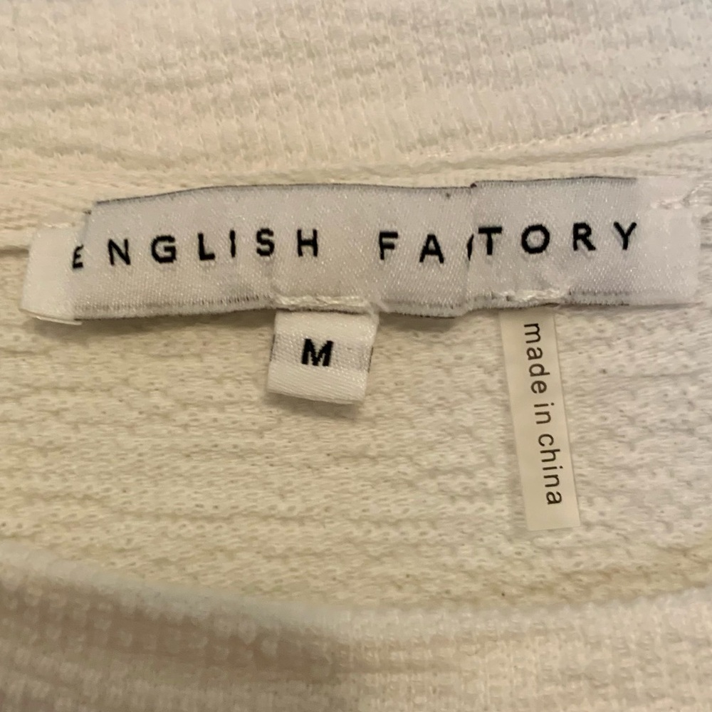 English Factory Puff Sleeve Babydoll Dress White Size Medium - Picture 14 of 15